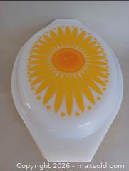 MaxSold Auction: Pyrex Corning Sunflower Covered Serving Bowl - Yellow/Orange - Burlington (Ontario, Canada) SELLER MANAGED Estate Sale Online Auction - Cloverleaf Drive