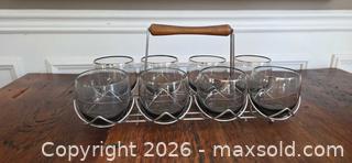 MaxSold Auction: Smokey Glass Tumbler Set with Chrome Carrier, 9 Pieces - Burlington (Ontario, Canada) SELLER MANAGED Estate Sale Online Auction - Cloverleaf Drive