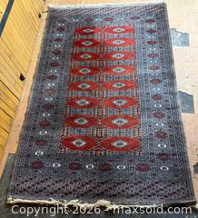 MaxSold Auction: Vintage Gray + Red Color Bokhara Area Rug - Hamilton (Ontario, Canada) SELLER MANAGED Estate Sale Online Auction - Gertrude Street