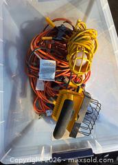 MaxSold Auction: Assorted Yellow/Black 3 Work Lights with Multiple Extension Cords - Bedford (New Hampshire, USA) PARTNER MANAGED Moving Online Auction - Holbrook Road