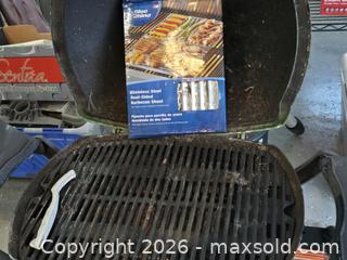 MaxSold Auction: Weber Portable Propane Grill, Green, Cast Iron Grate - Bedford (New Hampshire, USA) PARTNER MANAGED Moving Online Auction - Holbrook Road