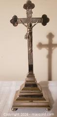 MaxSold Auction: Antique 1900's French Catholic Metal Altar Standing Cross Crucifix  - Kingston (Ontario, Canada) SELLER MANAGED Estate Sale Online Auction - Tamarac Street