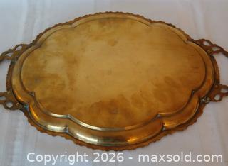 MaxSold Auction: Beautiful Vintage Brass Hand-Engraved Serving Tray with Two Handles - Kingston (Ontario, Canada) SELLER MANAGED Estate Sale Online Auction - Tamarac Street