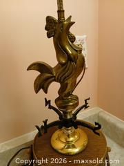 MaxSold Auction: Rare Find Vintage Brass Rooster Weathervane Table Lamp With Wooden Bucket Base, sold as is - Kingston (Ontario, Canada) SELLER MANAGED Estate Sale Online Auction - Tamarac Street