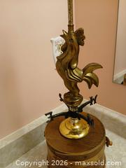MaxSold Auction: Rare Find Vintage Brass Rooster Weathervane Table Lamp With Wooden Bucket Base, sold as is - Kingston (Ontario, Canada) SELLER MANAGED Estate Sale Online Auction - Tamarac Street