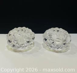 MaxSold Auction: (2) MCM Swedish Orrefors "Raspberry " Crystal Candle Holders Designed By Anne Nilsson  - Toronto (Ontario, Canada) PARTNER MANAGED Reseller Online Auction - Queen Street West
