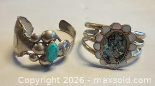 MaxSold Auction: (2) Signed DALPACCA & HECHO EN Turquoise, Abalone & Mother of Pearl Cuff Bangles  - Toronto (Ontario, Canada) PARTNER MANAGED Reseller Online Auction - Queen Street West