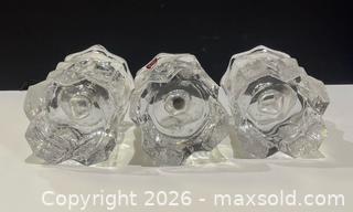 MaxSold Auction: (3) MCM Swedish Orrefors "Capella" Crystal Candle Holders Designed By Lars Hellsten  - Toronto (Ontario, Canada) PARTNER MANAGED Reseller Online Auction - Queen Street West