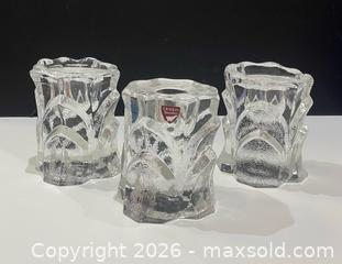 MaxSold Auction: (3) MCM Swedish Orrefors "Capella" Crystal Candle Holders Designed By Lars Hellsten  - Toronto (Ontario, Canada) PARTNER MANAGED Reseller Online Auction - Queen Street West