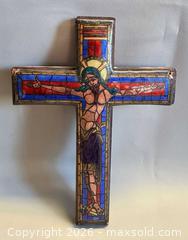 MaxSold Auction: Antique French Enamel Bronze on Wood Wall Hanging Crucifix Cross  - Toronto (Ontario, Canada) PARTNER MANAGED Reseller Online Auction - Queen Street West