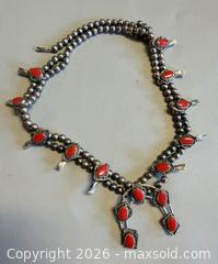 MaxSold Auction: Vintage Indigenous American Red Coral Squash Blossom Necklace - Toronto (Ontario, Canada) PARTNER MANAGED Reseller Online Auction - Queen Street West