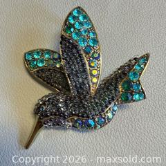 MaxSold Auction: Vintage Signed Liz Claiborne Rhinestone Hummingbird Brooch - Toronto (Ontario, Canada) PARTNER MANAGED Reseller Online Auction - Queen Street West