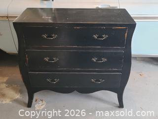 MaxSold Auction: Black Modern Bombé Dresser with 3 Drawers & Brass Pulls - ss - Maple Ridge (British Columbia, Canada) PARTNER MANAGED Estate Sale Online Auction - 203 Street