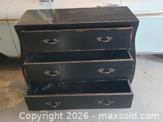MaxSold Auction: Black Modern Bombé Dresser with 3 Drawers & Brass Pulls - ss - Maple Ridge (British Columbia, Canada) PARTNER MANAGED Estate Sale Online Auction - 203 Street