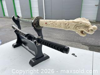 MaxSold Auction: Decorative Japanese-Style Katana with Scabbard & Stand -ebn - Maple Ridge (British Columbia, Canada) PARTNER MANAGED Estate Sale Online Auction - 203 Street