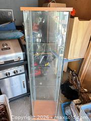 MaxSold Auction: Glass Curio Cabinet with Oak-Tone Top & Base -ebn - Maple Ridge (British Columbia, Canada) PARTNER MANAGED Estate Sale Online Auction - 203 Street