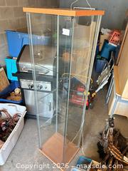 MaxSold Auction: Glass Curio Cabinet with Oak-Tone Top & Base -ebn - Maple Ridge (British Columbia, Canada) PARTNER MANAGED Estate Sale Online Auction - 203 Street