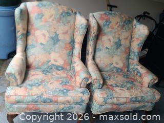 MaxSold Auction: Pair of Traditional Wingback Chairs with Pastel Floral Upholstery -ss - Maple Ridge (British Columbia, Canada) PARTNER MANAGED Estate Sale Online Auction - 203 Street