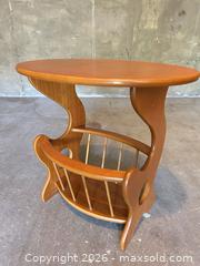 MaxSold Auction: Retro Wood Veneer Side Table with Built-in Magazine Rack -dc - Maple Ridge (British Columbia, Canada) PARTNER MANAGED Estate Sale Online Auction - 203 Street