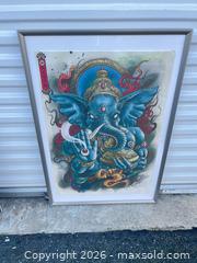 MaxSold Auction: Signed Ganesha Framed Print, Silver Brushed Metal Frame, Large -ebn - Maple Ridge (British Columbia, Canada) PARTNER MANAGED Estate Sale Online Auction - 203 Street