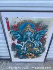 MaxSold Auction: Signed Ganesha Framed Print, Silver Brushed Metal Frame, Large -ebn - Maple Ridge (British Columbia, Canada) PARTNER MANAGED Estate Sale Online Auction - 203 Street