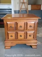 MaxSold Auction: Traditional Medium Brown Veneer Nightstand with 2 Drawers -ss - Maple Ridge (British Columbia, Canada) PARTNER MANAGED Estate Sale Online Auction - 203 Street