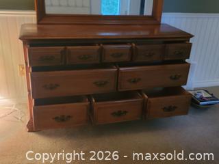MaxSold Auction: Traditional Medium Brown Wood Veneer Dresser with Mirror - ss - Maple Ridge (British Columbia, Canada) PARTNER MANAGED Estate Sale Online Auction - 203 Street