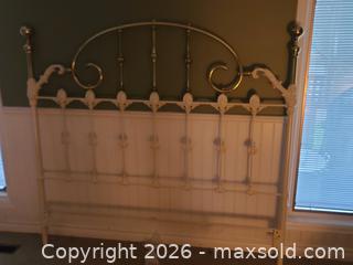MaxSold Auction: Victorian Twin Metal Headboard with Brass & White Accents - ss - Maple Ridge (British Columbia, Canada) PARTNER MANAGED Estate Sale Online Auction - 203 Street