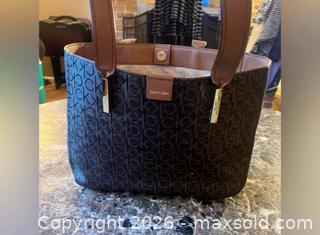 MaxSold Auction: Calvin Klein brown logo tote bag with tan straps  - Warwick Township (Pennsylvania, USA) SELLER MANAGED Estate Sale Online Auction -  Crocker Lane