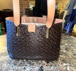 MaxSold Auction: Calvin Klein brown logo tote bag with tan straps  - Warwick Township (Pennsylvania, USA) SELLER MANAGED Estate Sale Online Auction -  Crocker Lane