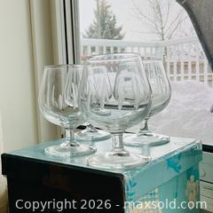 MaxSold Auction: Set of 4 Small Brandy Snifter Glasses with Etched Design - Kingston (Ontario, Canada) SELLER MANAGED Estate Sale Online Auction - Joyce Street