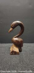 MaxSold Auction: Hand-Carved Wooden Swan Figurine, Dark Brown, 6–12 in. - Welland (Ontario, Canada) SELLER MANAGED Reseller Online Auction - Welland  Street