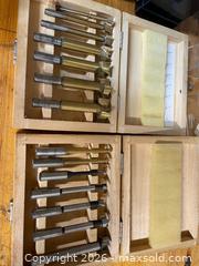 MaxSold Auction: Set of Forstner drill bits in wooden storage cases - North Saanich (British Columbia, Canada) SELLER MANAGED Downsizing Online Auction - Lands End Road            