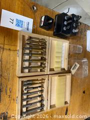 MaxSold Auction: Set of Forstner drill bits in wooden storage cases - North Saanich (British Columbia, Canada) SELLER MANAGED Downsizing Online Auction - Lands End Road            
