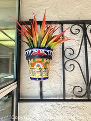 MaxSold Auction: Wall Mounted Black Iron Plant Pot Rack w/ Mexican Decorative Pots - San Jose (California, USA) SELLER MANAGED Estate Sale Online Auction - Halkins Drive