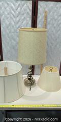 MaxSold Auction: Traditional Metal Table Lamp with Multiple Replacement Shades - Warwick (Rhode Island, USA) SELLER MANAGED Reseller Online Auction - Warwick Avenue
