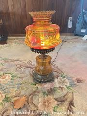 MaxSold Auction: Antique Vintage Glass & Metal Table Lamp with Amber Shade - Calgary (Alberta, Canada) SELLER MANAGED Moving Online Auction - Varsville Place Nw