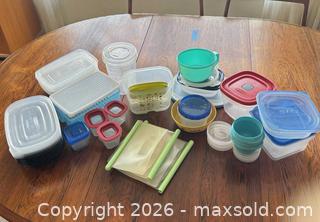 MaxSold Auction: Assorted Plastic & Silicone Food Storage Containers and Bags (16–30 pcs) - Calgary (Alberta, Canada) SELLER MANAGED Moving Online Auction - Varsville Place Northwest