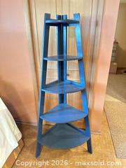 MaxSold Auction: Blue Wooden Corner Shelf, 5 Shelves, 5 ft - Calgary (Alberta, Canada) SELLER MANAGED Moving Online Auction - Varsville Place Nw