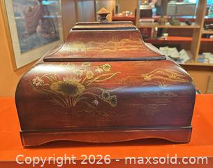 MaxSold Auction: Bombay Decorative Jewelry / Keepsake Box, Red Mahogany with Gold - Calgary (Alberta, Canada) SELLER MANAGED Moving Online Auction - Varsville Place Nw