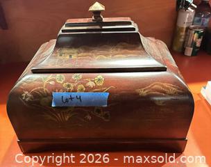 MaxSold Auction: Bombay Decorative Jewelry / Keepsake Box, Red Mahogany with Gold - Calgary (Alberta, Canada) SELLER MANAGED Moving Online Auction - Varsville Place Nw