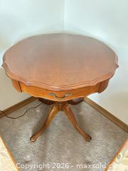 MaxSold Auction: Cherry Solid Wood Traditional Side Table with Drawer - Calgary (Alberta, Canada) SELLER MANAGED Moving Online Auction - Varsville Place Northwest