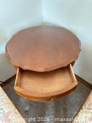 MaxSold Auction: Cherry Solid Wood Traditional Side Table with Drawer - Calgary (Alberta, Canada) SELLER MANAGED Moving Online Auction - Varsville Place Northwest