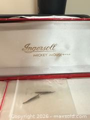 MaxSold Auction: Collectable Ingersoll Mickey & Minnie Mouse Leather Strap Watch, Red/Green - Calgary (Alberta, Canada) SELLER MANAGED Moving Online Auction - Varsville Place Northwest