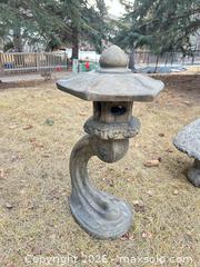 MaxSold Auction: Concrete Garden Decor Lot: Birdbath, Lantern & Mushroom (3) - Calgary (Alberta, Canada) SELLER MANAGED Moving Online Auction - Varsville Place Nw