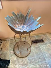 MaxSold Auction: Decorative Glazed Bowl on Bronze Metal Stand, Medium - Calgary (Alberta, Canada) SELLER MANAGED Moving Online Auction - Varsville Place Northwest