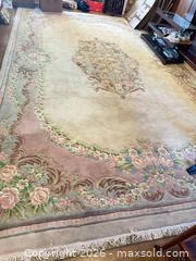 MaxSold Auction: Floral Aubusson-Style Wool Area Rug, 9' x 16' oriental rug  - Calgary (Alberta, Canada) SELLER MANAGED Moving Online Auction - Varsville Place Nw