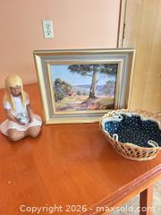 MaxSold Auction: Framed Landscape Painting with Woven Basket and Liner - Calgary (Alberta, Canada) SELLER MANAGED Moving Online Auction - Varsville Place Northwest