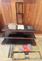 MaxSold Auction: Insignia TV Stand for Up to 52" TVs, Black Glass & Brown Finish - Calgary (Alberta, Canada) SELLER MANAGED Moving Online Auction - Varsville Place Nw