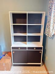 MaxSold Auction: Large White and Brown Bookshelf Bookcase with Cabinet - Calgary (Alberta, Canada) SELLER MANAGED Moving Online Auction - Varsville Place Northwest
